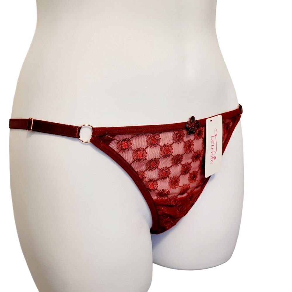 2/$20 Brand New Red Top Fashion Lace T-back Panties One Size